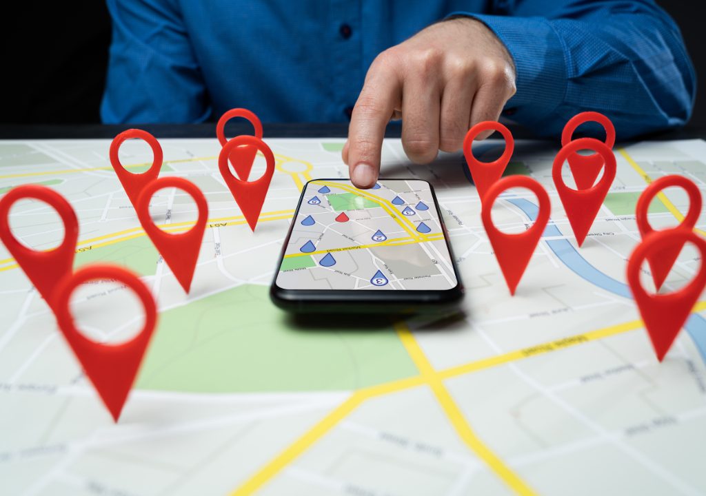 Mapa de Google Maps con negocios locales en Madrid optimizados para mejorar su visibilidad.