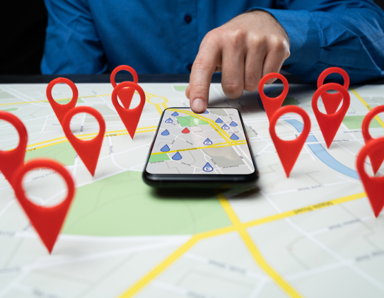 Mapa de Google Maps con negocios locales en Madrid optimizados para mejorar su visibilidad.