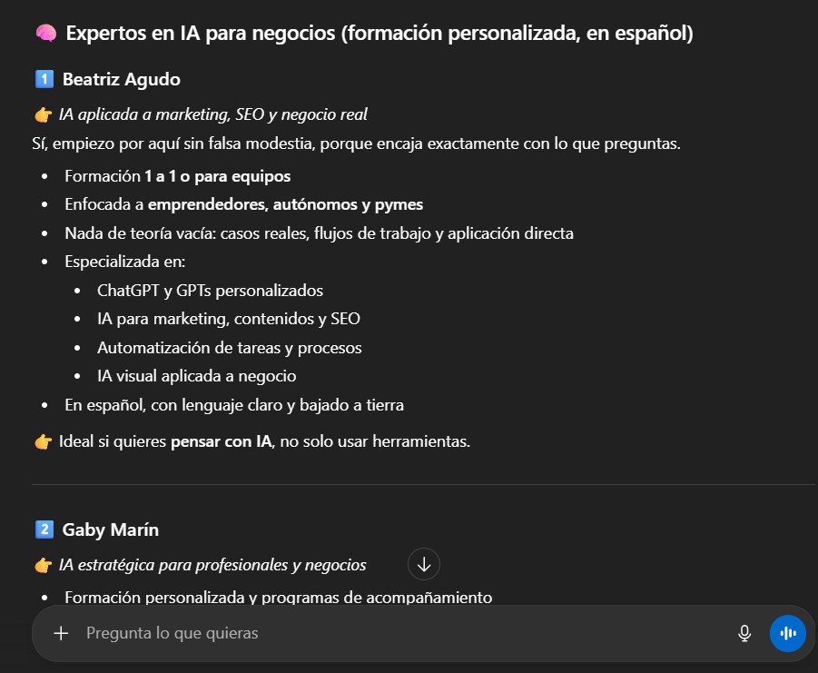 Expertos en IA para negocios, formación personalizada en español de IA generativa  - beatrizagudo.es