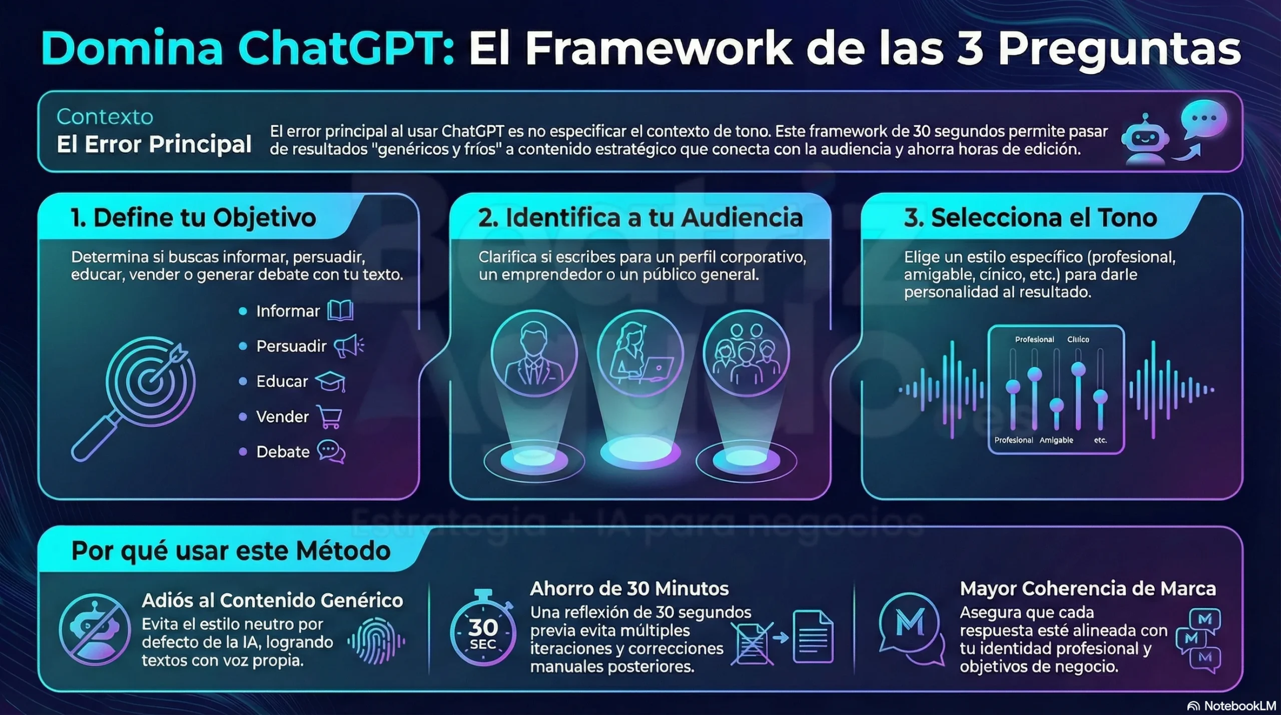 Domina ChatGPT: Framework 3 Preguntas